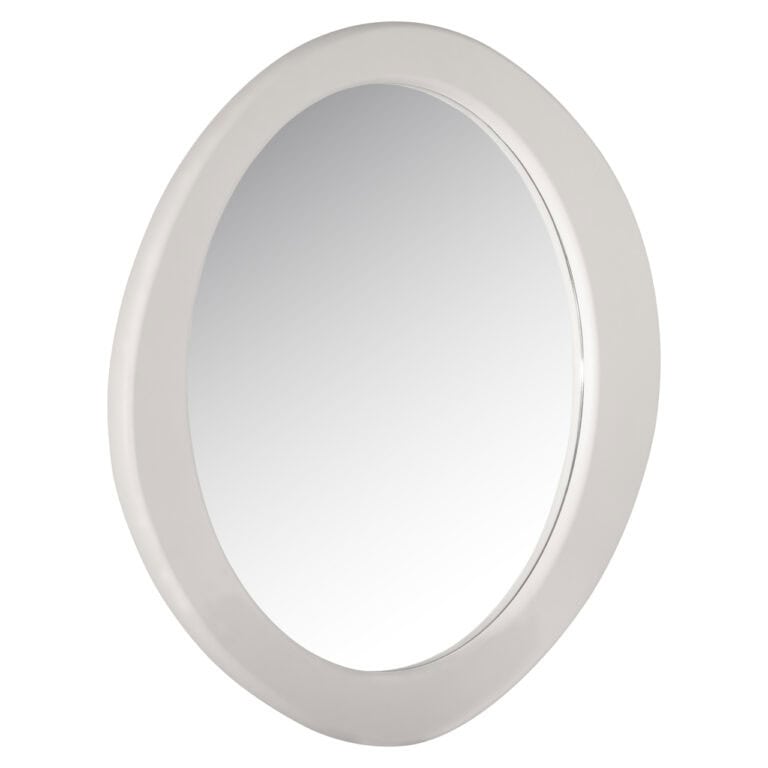 Witte ronde spiegel met minimalistisch ontwerp voor interieur.