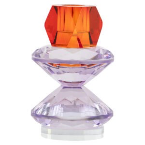 Kerzenhalter Yalena in Lila und Orange, klein und elegant.