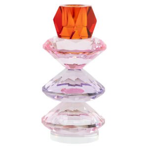 Rosa und orangefarbene Kristalle Kerzenhalter Yalena , elegantes Design.