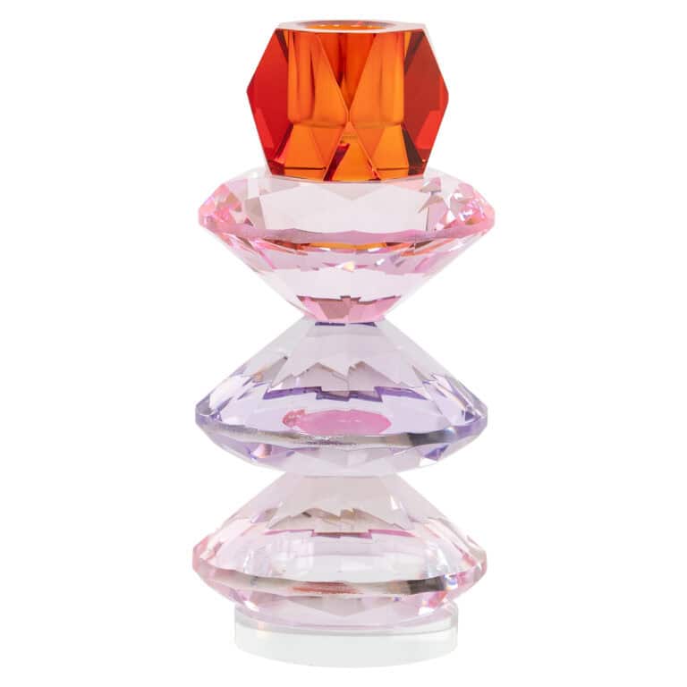 Pink and orange crystals Candle holder Yalena , elegant design.