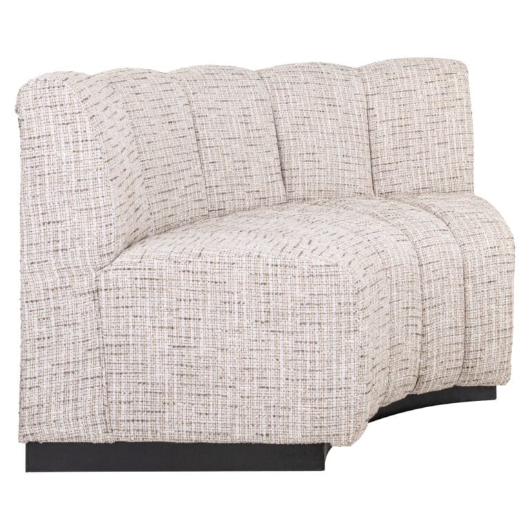 Hillpark dining room bench with rounded corners in a light-colored fabric.