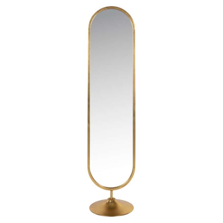Miroir  en orMoya , de forme allongée et arrondie, avec un bord élégant.