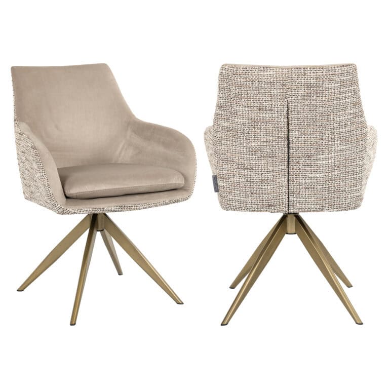 Lisonne eetkamerstoel met trendy nature uitstraling en draaibare functie.