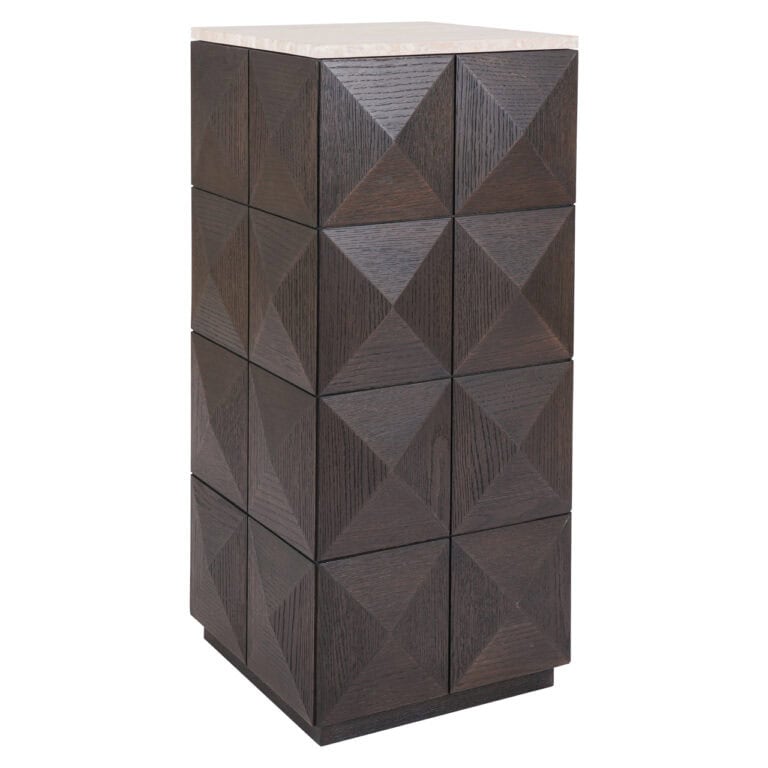 Claremont Brown pilaar met geometrisch patroon voor interieurdecoratie.