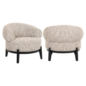 Montana chair with beige fabric upholstery and black wooden legs.