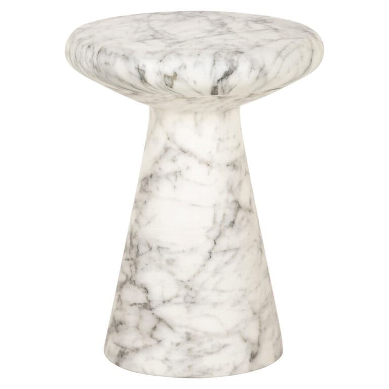 Elegante witte marmeren bijzettafel Lohan voor modern interieur.