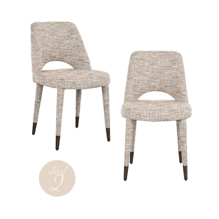Set of two " Cecilia " dining chairs in a trendy natural color.