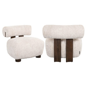 Arabella luxury lounge chair Arabella soft cream upholstery and wooden legs.