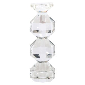 Small, transparent crystal Candle holder decoration.