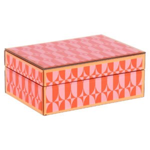 Pink Abba storage box Abba a geometric pattern for decoration.