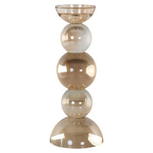 Kerzenhalter Emie in Braun und Glas, modernes Design, kleine Abmessungen.