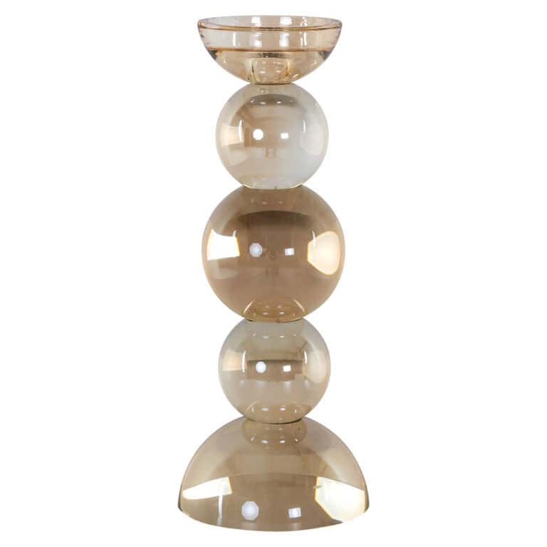 Kandelaar Emie in bruin met glazen bollen, modern design.