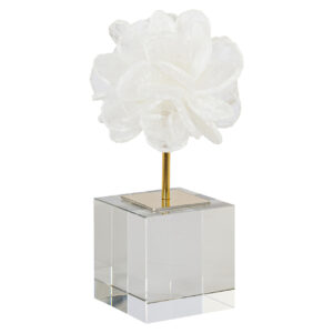 Eline – weiße Zierblume auf Glasfuß, elegantes und modernes Design.