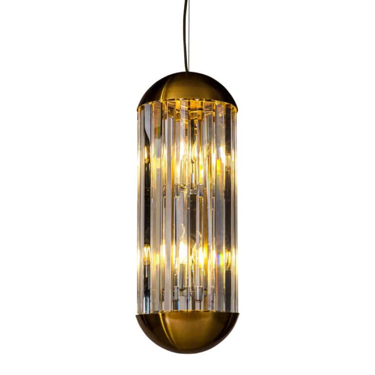 Elegante hanglamp Sila in bronze met kristallen details.