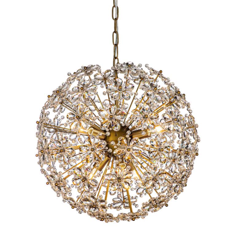 Elegante hanglamp Cyntha in bronze met kristallen details.