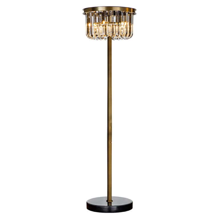 Elegante Stehlampe „ Dagmar “ in Bronzeoptik mit Kristalldetails.