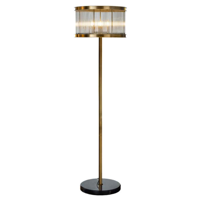 Elegante Stehlampe aus Bronze mit Glasschirm für moderne Einrichtungen.