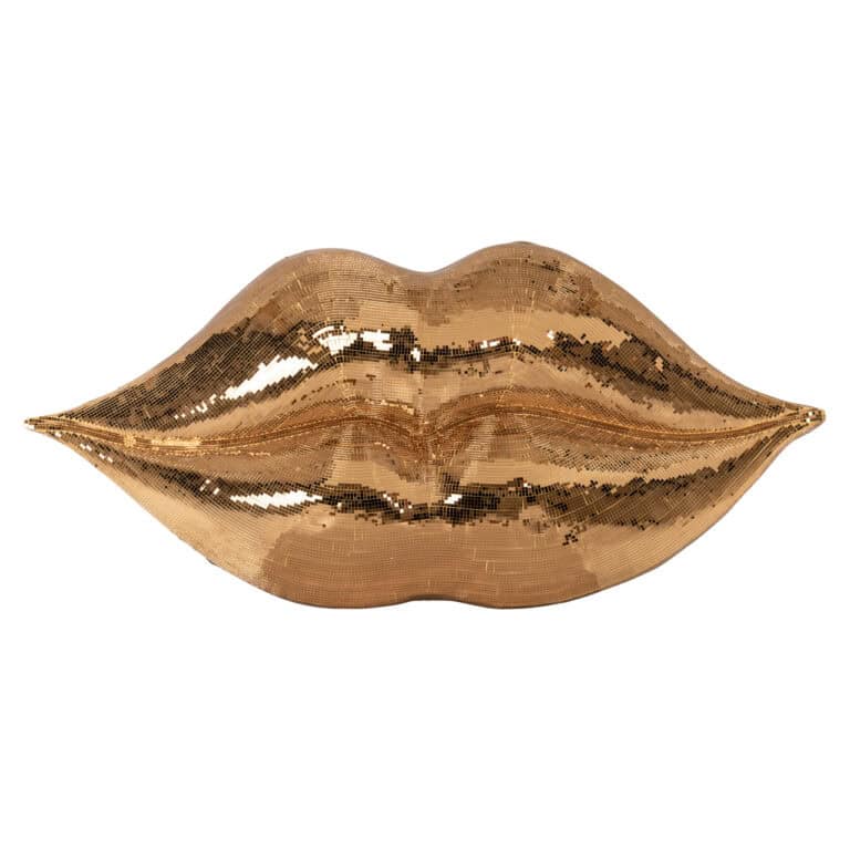 Gouden lippen wanddecor voor interieurdecoratie.