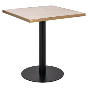 Table de bistrot Brazza beige 70 x 70 avec pied noir, pour la restauration et un usage domestique.