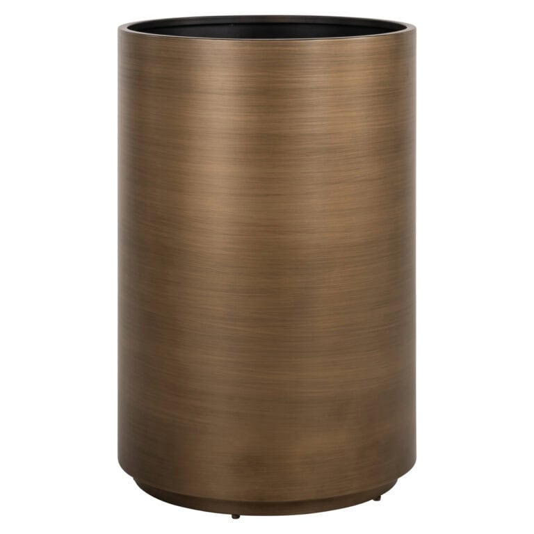Brushed goudkleurige plantenbak Dira, 50cm diameter, modern design.