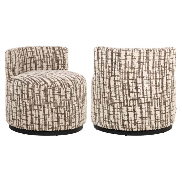 Lounge-Sessel „Franny“ in Creme mit geometrischem Muster für moderne Einrichtungen.