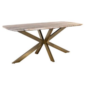 Table à dîner  Blush avec plateau en bois et piètement en métal.