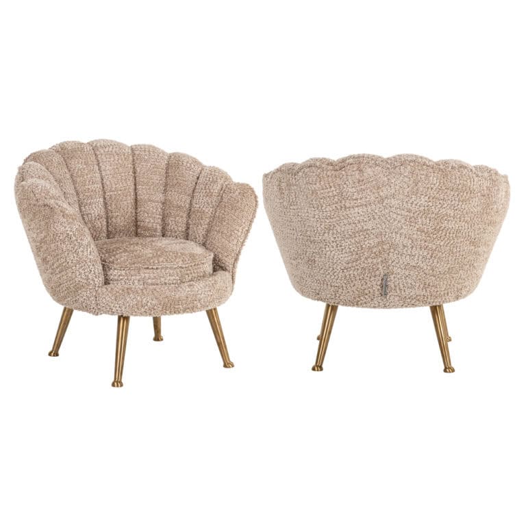 Charly A beige lounge chair with wooden legs for a cozy seating area.