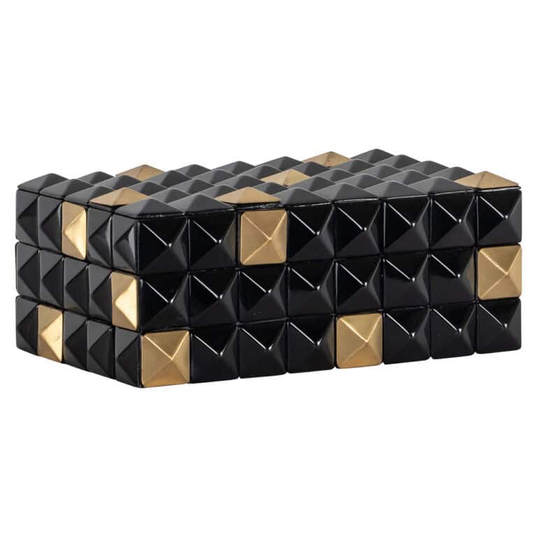 Luxurious black and gold storage box with a geometric pattern.