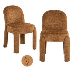 Set aus zwei Brandi Cognac Fusion-Esszimmerstühlen mit weicher Polsterung.