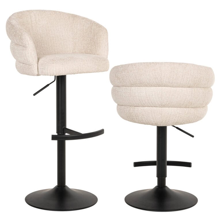 Moderne beige barstoel Nikki Niagara met draaifunctie en comfortabele zitting.