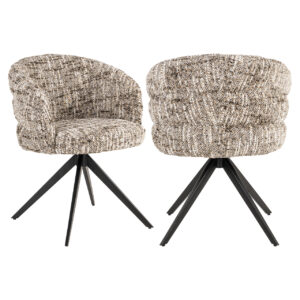 Moderner, brauner „Omara Swivel“-Esszimmerstuhl mit schwarzen Beinen.