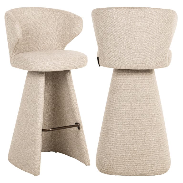 Tabouret de bar moderne beige « Gatsbi Biscotti » avec une assise confortable.