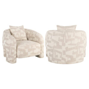 Tuscany beige lounge chair with graphic fabric and comfortable cushions.
