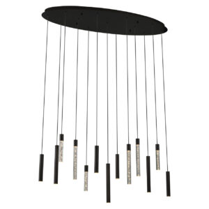 Suspension moderne Oxley bronze avec plusieurs sources lumineuses.