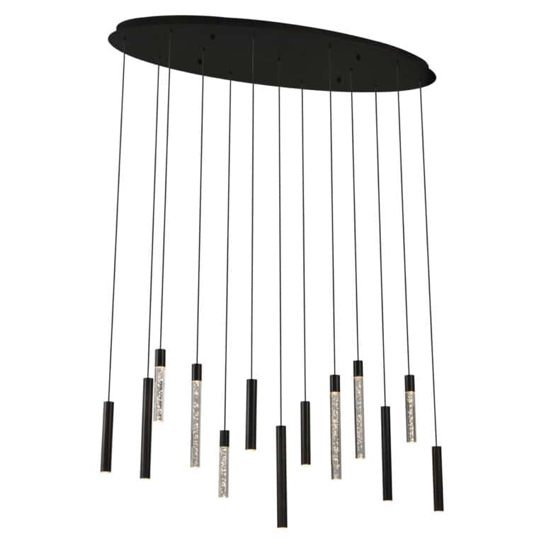 Moderne hanglamp Oxley in bronze met meerdere lichtbronnen.