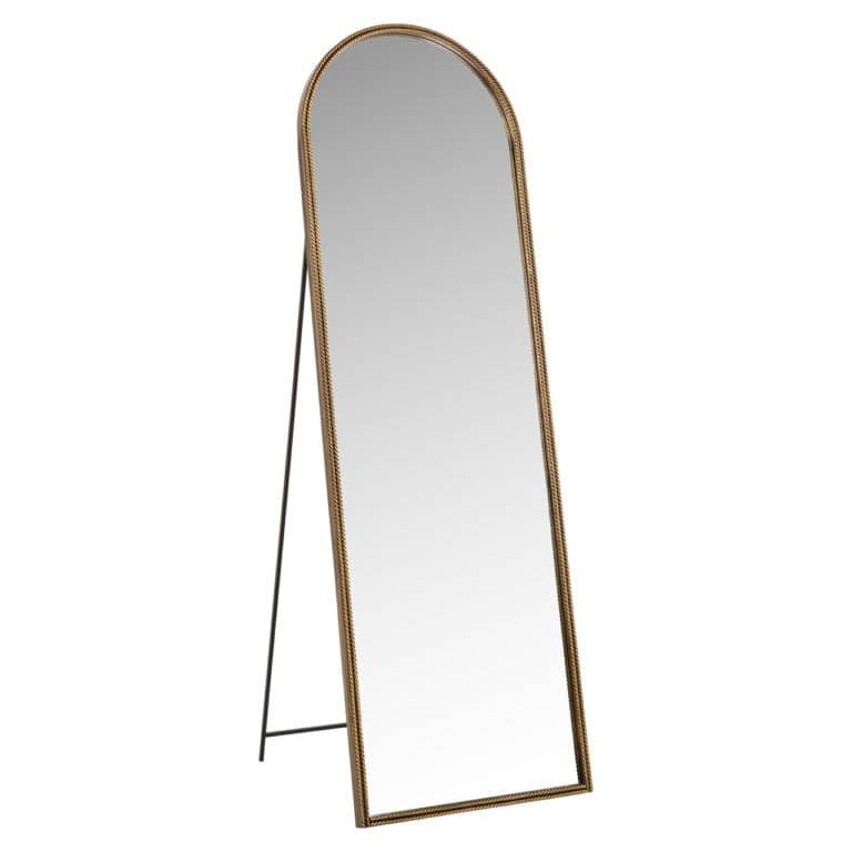 Laurine gold mirror with an elegant arched shape and metal frame.