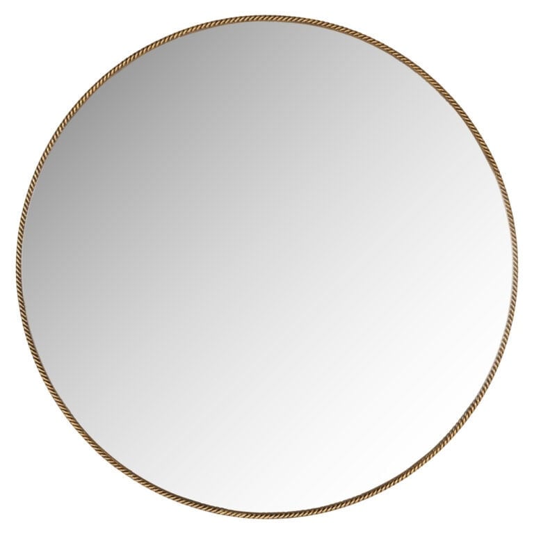 Round gold mirror, 90 cm in diameter, for interior decoration.