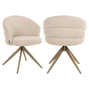 Zendaya Biscotti modern dining chair with swivel function and soft upholstery.