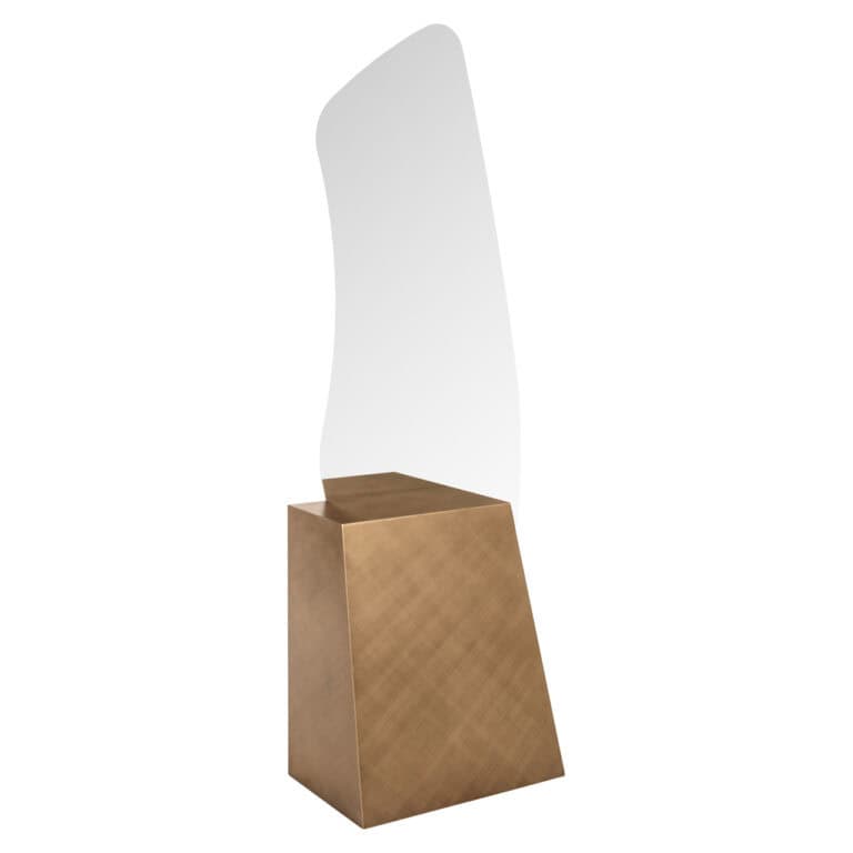 Brushed goud spiegel met witte achtergrond voor interieurdecoratie.