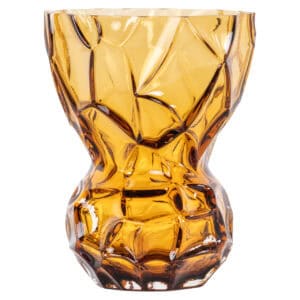 Vase de couleur ambrée « Mason » à la forme unique et ondulée.