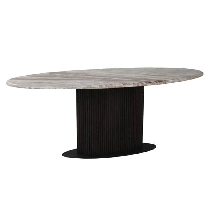 Rashford Blush Oval Dining Table with Black Base.