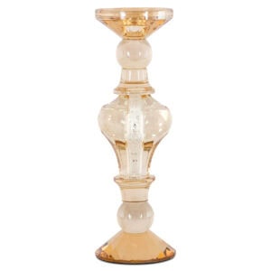 Dekorative, bernsteinfarbene „ Kerzenhälter “ mit Details aus Glas.