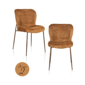 Set van 2 Odarby cognac fusion eetkamerstoelen met metalen poten.