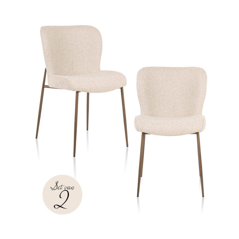 Set of 2 Odarby biscotti dining chairs with wooden legs.