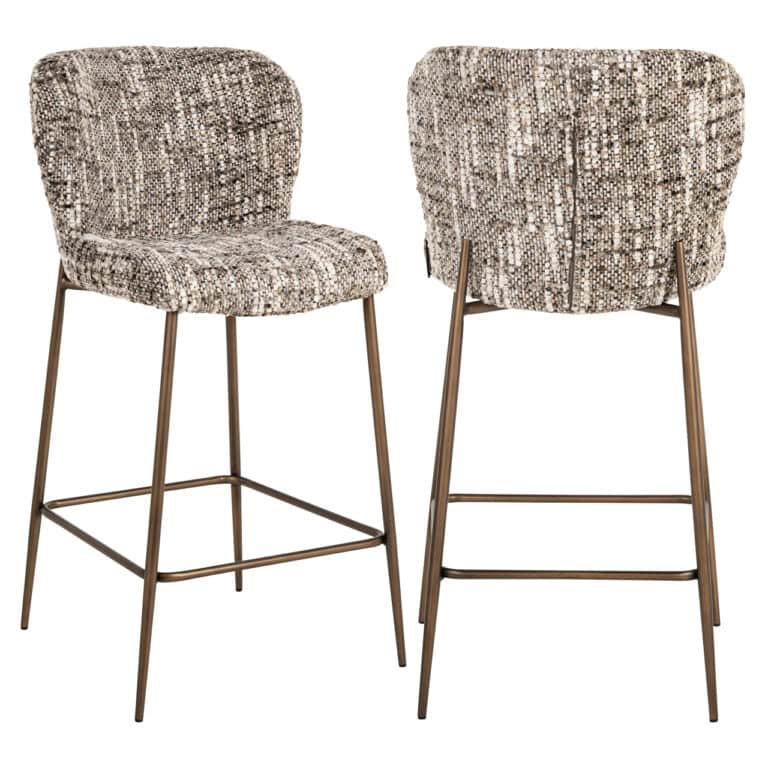 Odarby barkrukken met gemêleerde bekleding en metalen poten.