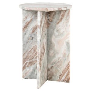 Bijzettafel van marmer in blush beige tint, elegant en modern design.