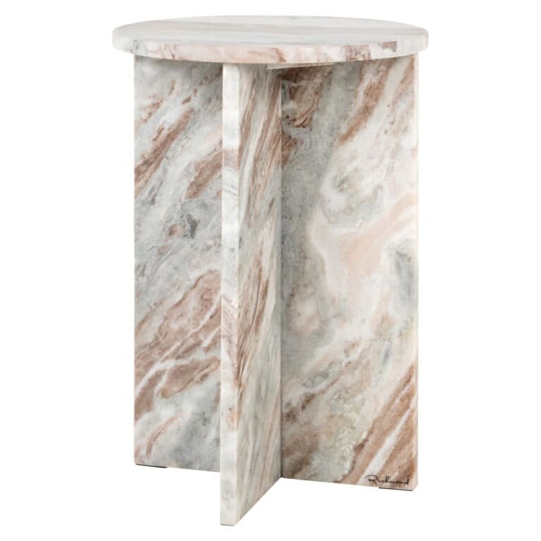 Table d'appoint en marbre de teinte beige « blush », au design élégant et moderne.