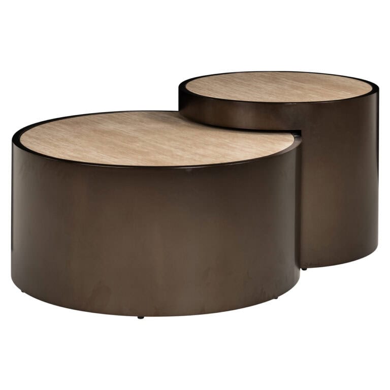 Modern beige coffee tables with black frames for the living room.