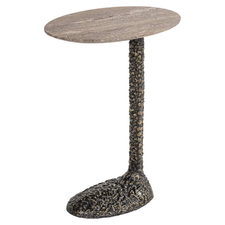 Bijzettafel Arosa in bruin met unieke textuur en modern design.