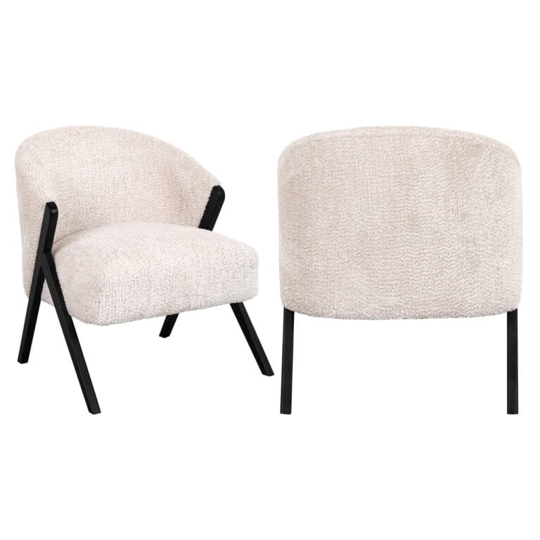 Mia luxury lounge chair Mia comfortable upholstery and a black frame.
